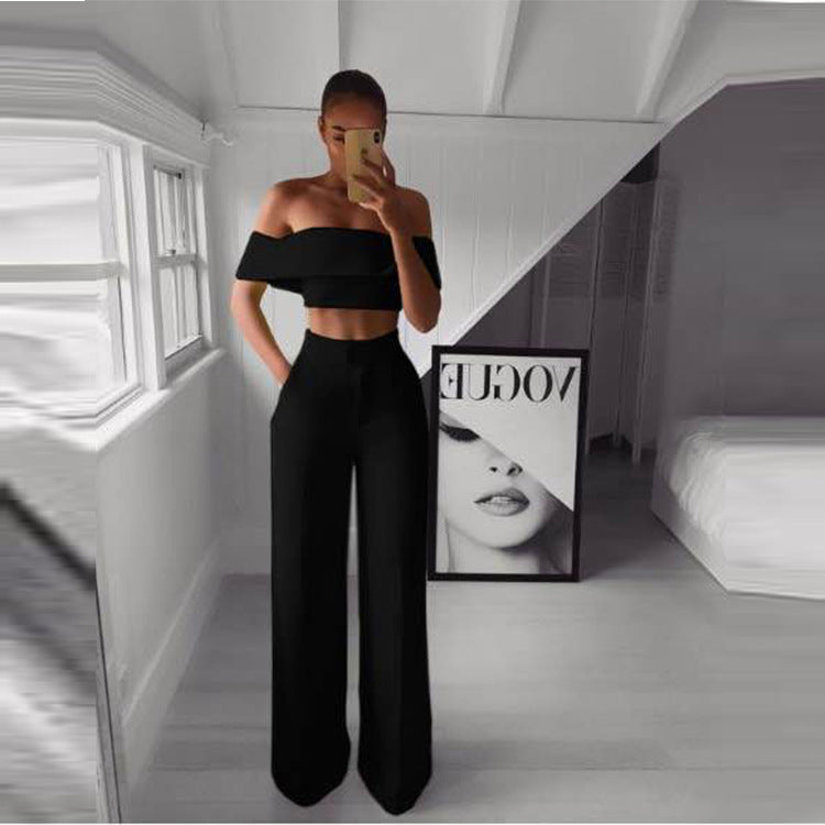Women Strapless and Wide Leg Pants Sexy Two Piece Outfits