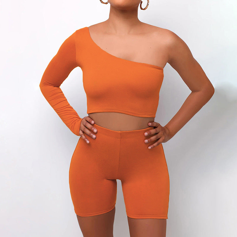 Solid Color 2-piece Set of Sports Motorcycle Shorts