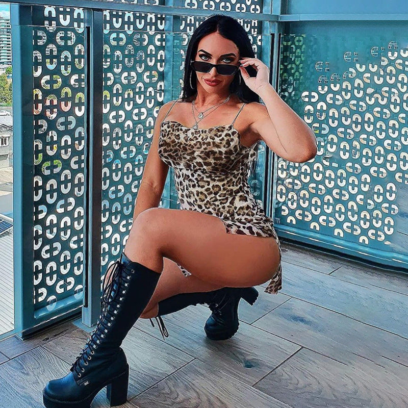 Leopard Print Small Sling Dress