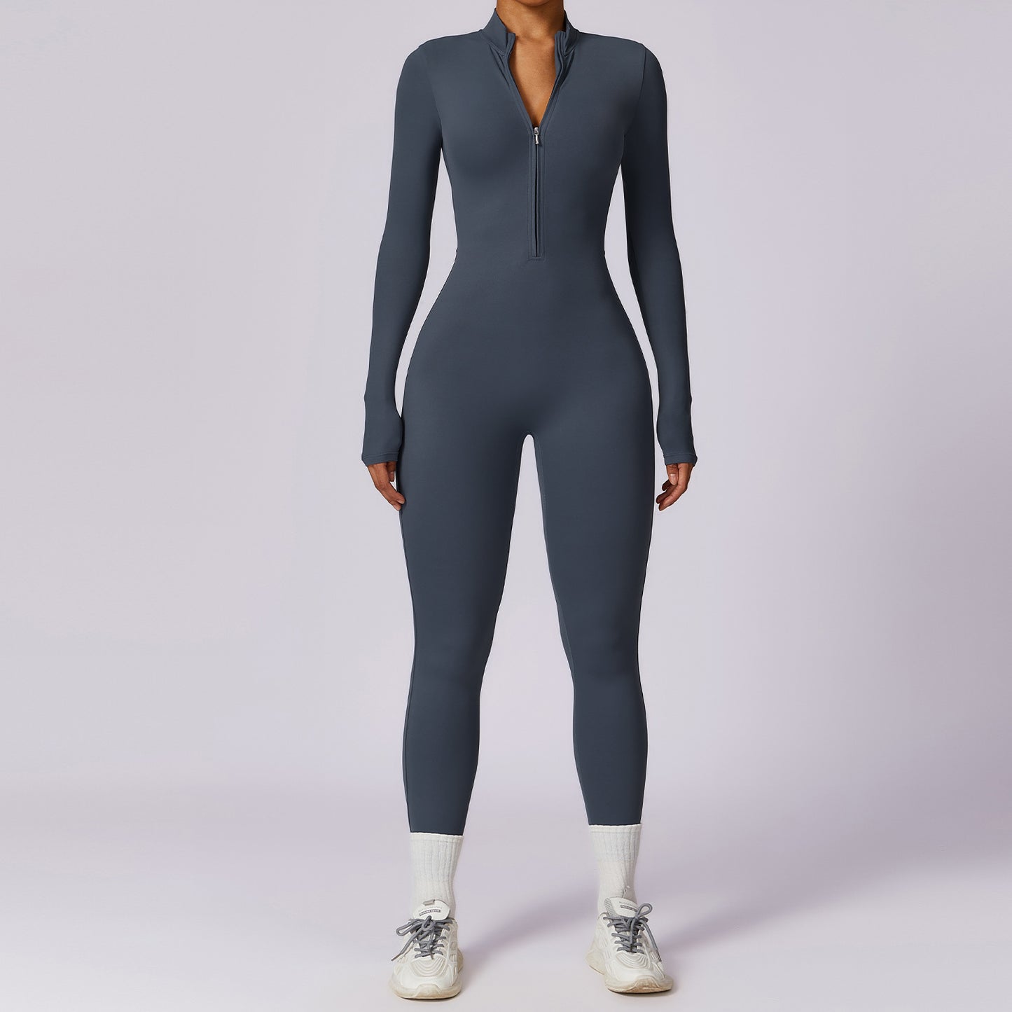 Women's Long-sleeve Zipper Yoga Sports Jumpsuit