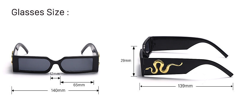 Small Frame Hip-hop Diamond-studded Snake Sunglasses For Men And Women