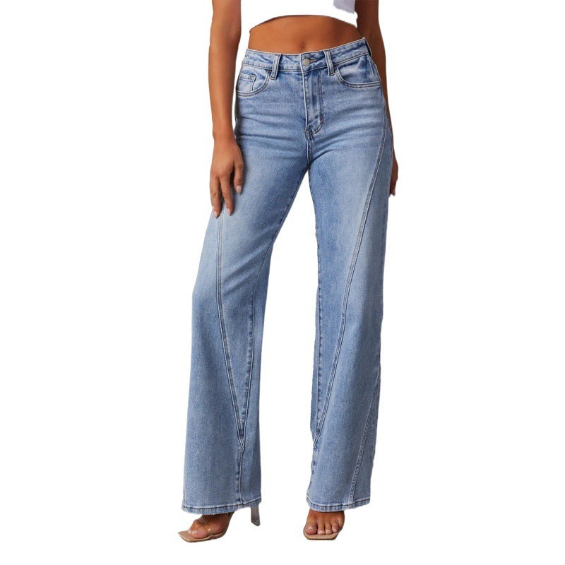 Casual Patchwork Women's Wide Leg Jeans