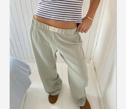 Fashion Casual Striped Trousers Summer Wide Leg Pants Men