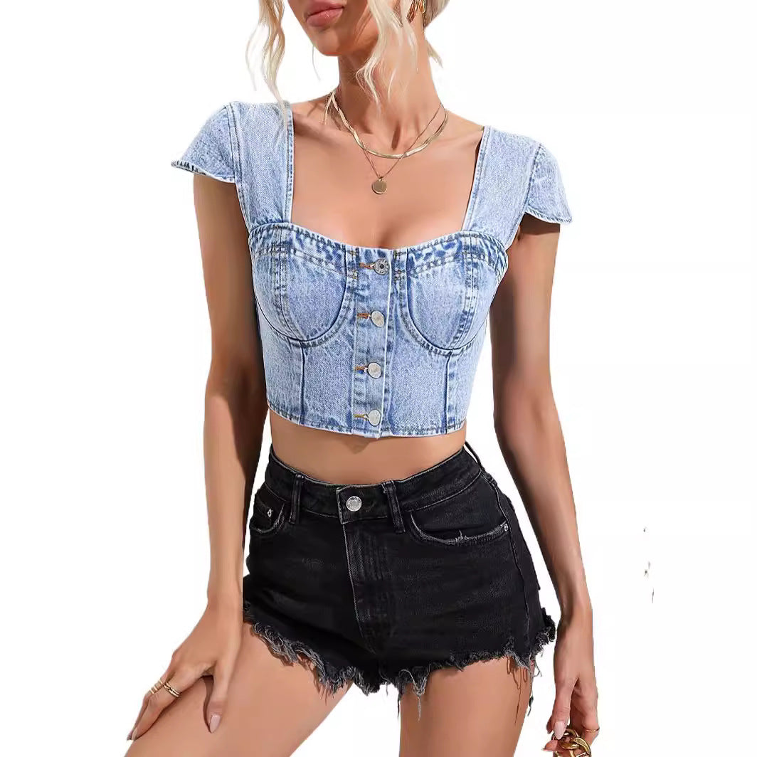 Women's Slim Fit Denim Small Top