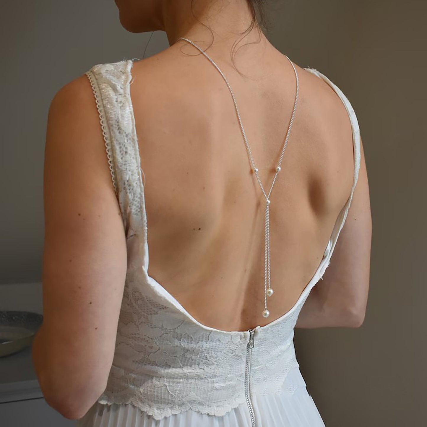 Pearl Pendant Multi-layer Back Chain Necklace