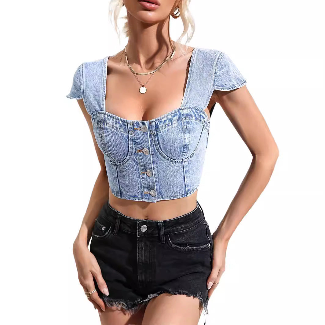 Women's Slim Fit Denim Small Top