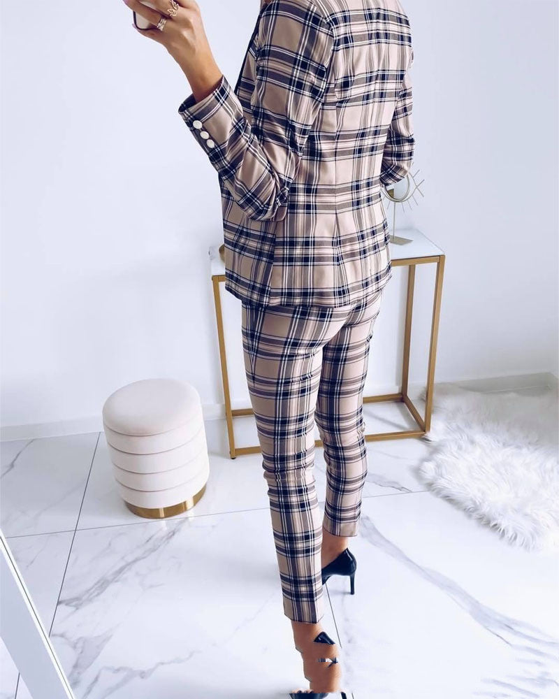 Women's Plaid Print Commuter Suit