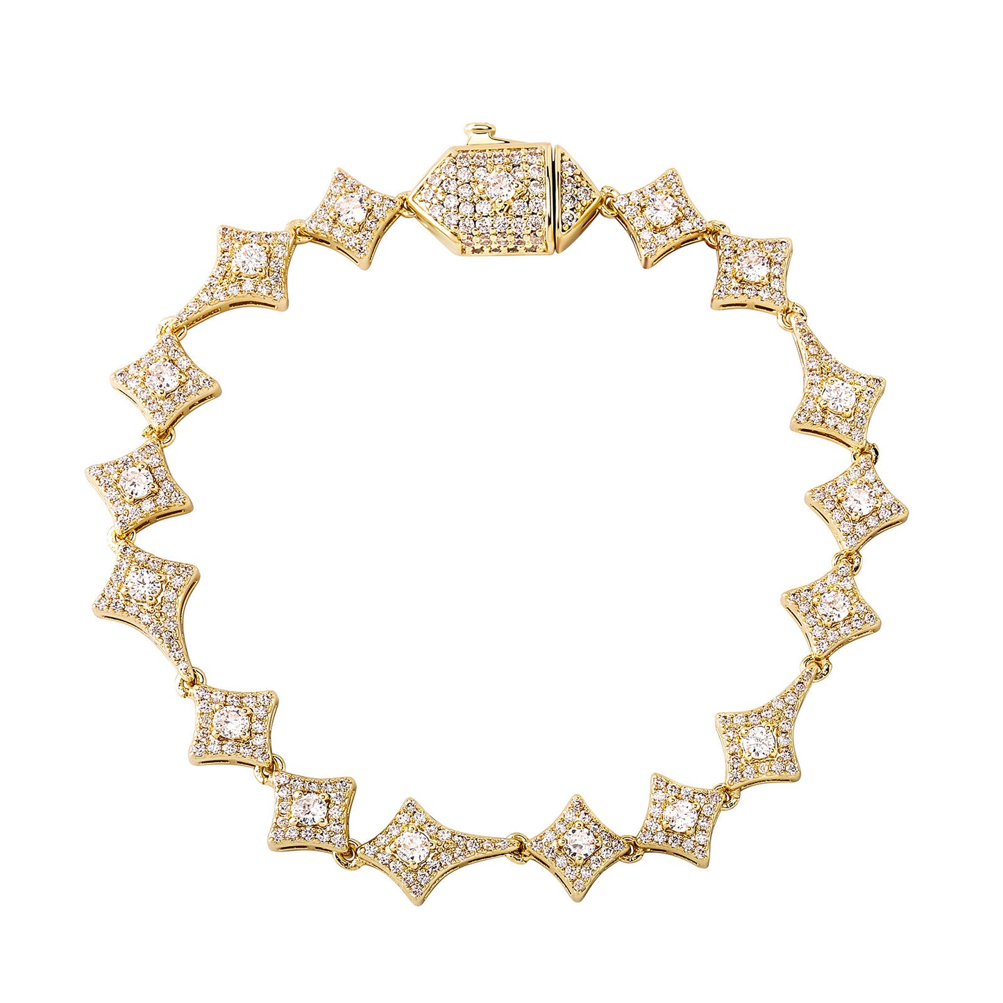 Micro Inlaid Zircon Double Hanging Four-angle Star Spring Fastener Bracelet