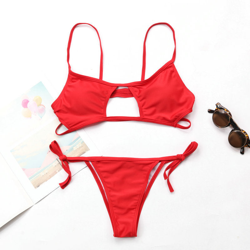 Women's Blend Solid Color Split Swimsuit Bikini