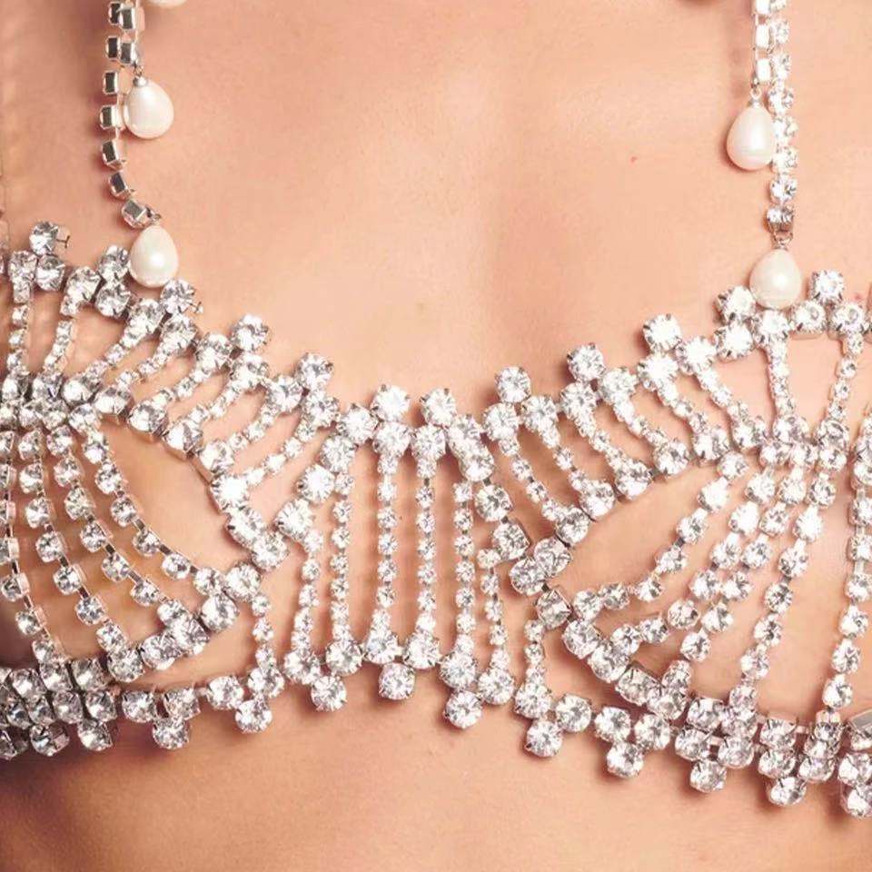 Women's Sexy Rhinestone Chest Chain Body Jewelry