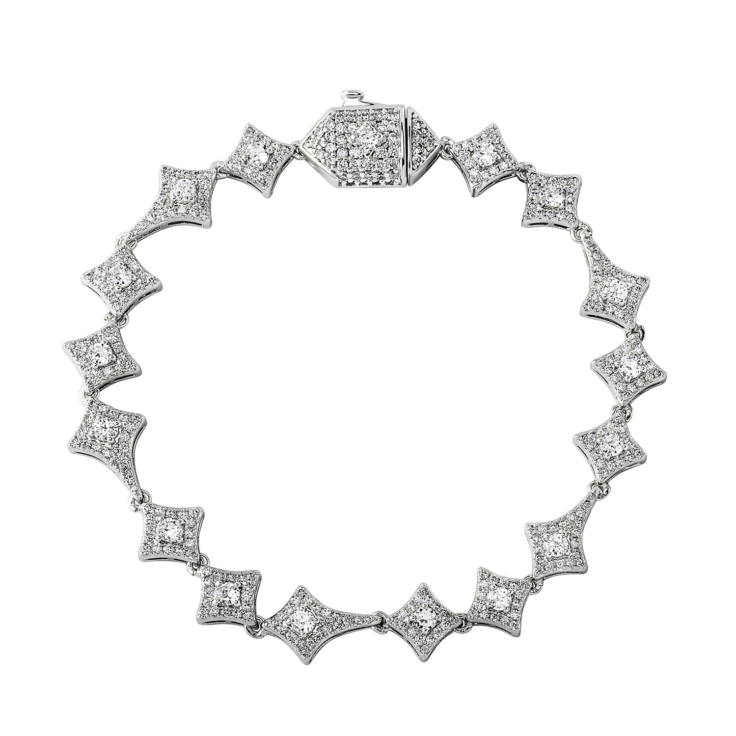 Micro Inlaid Zircon Double Hanging Four-angle Star Spring Fastener Bracelet